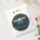 Art Deco Butterfly Blue Gold "Danke" Hochzeit Geschenktütchen (Versiegelt)