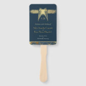 Art Deco Butterfly Blue Gold Hochzeitsprogramm Fächer (Vorderseite)