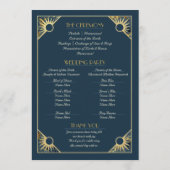Art Deco Butterfly Blue Gold Hochzeitsprogramm Save The Date (Rückseite)
