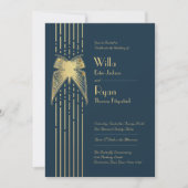 Art Deco Butterfly Blue und Gold Wedding Einladung (Vorderseite)