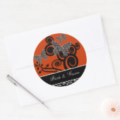 Art Deco Butterfly Bridge and Groom Runder Aufkleber (Umschlag)