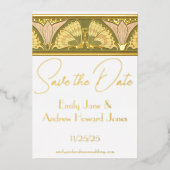 Art Deco Butterfly Calla Lily Save the Date Folieneinladung (Vorderseite)