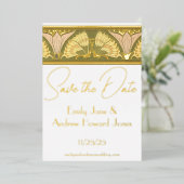 Art Deco Butterfly Calla Lily Save the Date Folieneinladung (Stehend vorne)