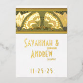 Art Deco Butterfly Calla Lily Save the Date Folieneinladung (Vorderseite)