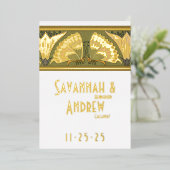 Art Deco Butterfly Calla Lily Save the Date Folieneinladung (Stehend vorne)