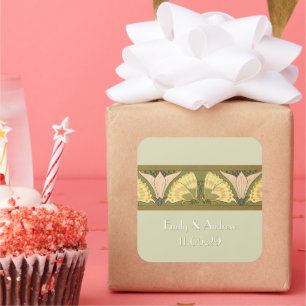 Art Deco Butterfly Earth Tones Quadratischer Aufkleber