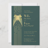 Art Deco Butterfly Grün und Gold Hochzeit Einladung (Vorderseite)