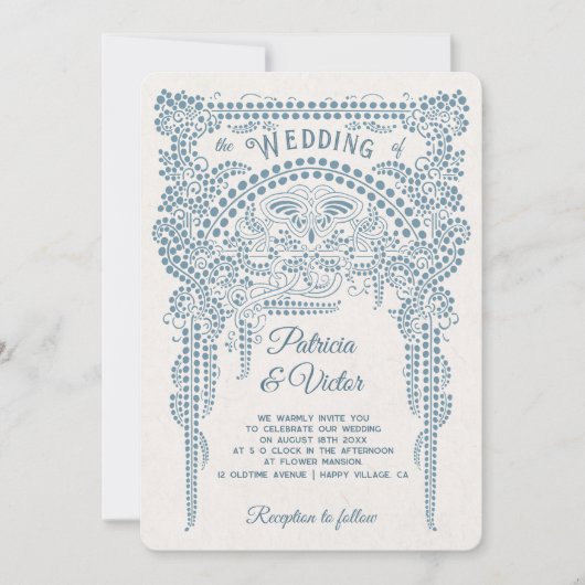 Art Deco Butterfly in Frame Wedding Invitation Einladung (Vorderseite)