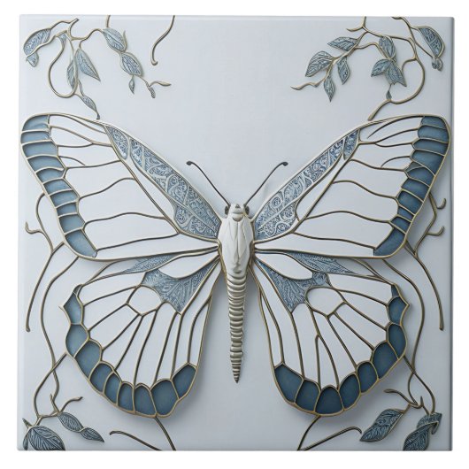 Art Deco Butterfly Keramik Keramik Tile Fliese (Vorderseite)