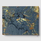 Art Deco Butterfly Monogram Blue and Gold Wedding Gästebuch (Rückseite)