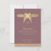 Art Deco Butterfly Monogram Foto Pink Gold Flasche Dankeskarte (Vorderseite)