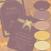 Art Deco Butterfly Monogram Pink and Gold Wedding Einladung