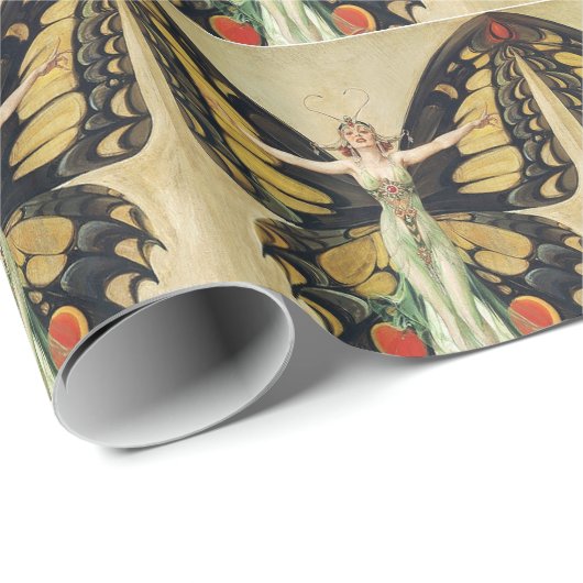 Art Deco Butterfly Packpapier (Rolleneckpunkt)