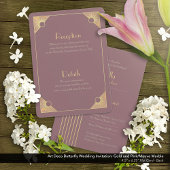 Art Deco Butterfly Rosa und Gold Hochzeit Einladung