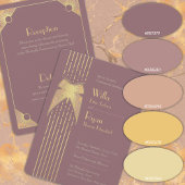 Art Deco Butterfly Rosa und Gold Hochzeit Einladung