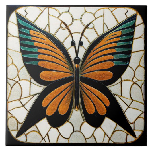 Art Deco Butterfly Wand Deco Art Nouveau Keramik Fliese (Vorderseite)