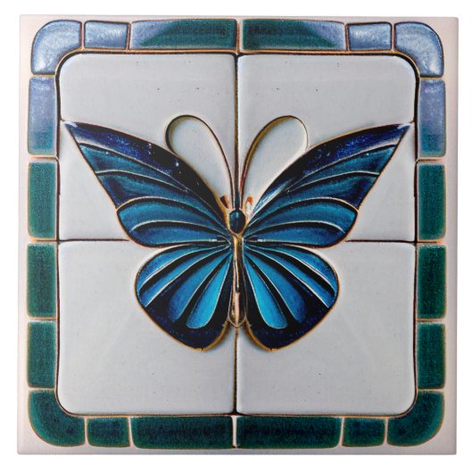 Art Deco Butterfly Wand Deco Art Nouveau Keramik Fliese (Vorderseite)