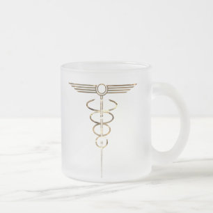 Art Deco Caduceus Mattglastasse