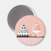 Art Deco Cakes auf einem Streifen Tablett Magnet (Vorderseite/Rückseite)