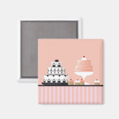 Art Deco Cakes auf gestreiftem Tablettlett Magnet (Vorderseite/Rückseite)