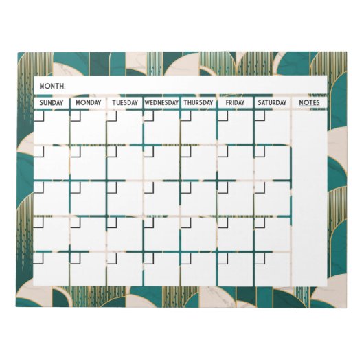 Art Deco Calendar Notepad Notizblock (Vorderseite)