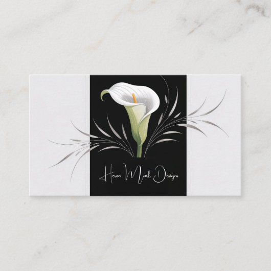 Art Deco Calla Lily Silver Blüh Visitenkarte (Vorderseite)