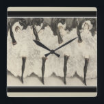 Art Deco "Can Can" by Louis Icart Quadratische Wanduhr<br><div class="desc">High quality clock featuring "Can Can" (girls} Art Deco print by Louis Icart</div>