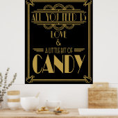 Art Deco "Candy Bar" Gatsby Style Black & Gold Poster (Küche)