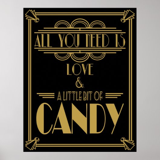 Art Deco "Candy Bar" Gatsby Style Black & Gold Poster (Vorne)