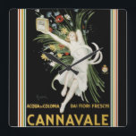 Art Deco Cannavale Cologne Ad Clock Quadratische Wanduhr<br><div class="desc">Leonetto Cappiello Art Deco Design Advertisement for Cannavale Cologne</div>