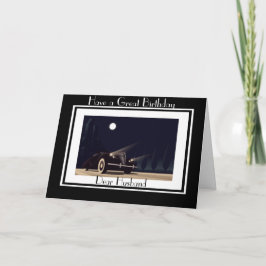 ART DECO CAR HUSBAND GREETKARTE KARTE