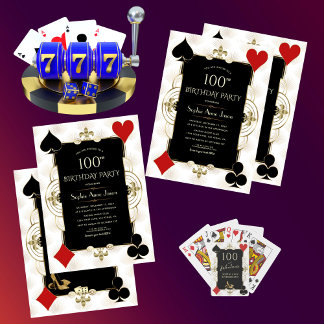 Art Deco Casino Royale Poker Frau 100. Geburtstag Einladung
