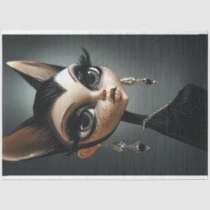 Art Deco Cat Black Long Lashes Seidenpapier