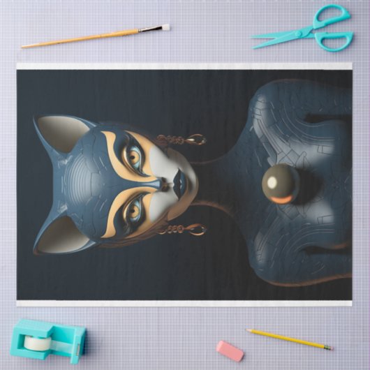 Art Deco Cat Decoupage Seidenpapier (Basteln)