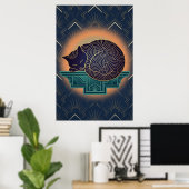 Art Deco Cat Fish Trophy Wall Art Poster (Heimbüro)