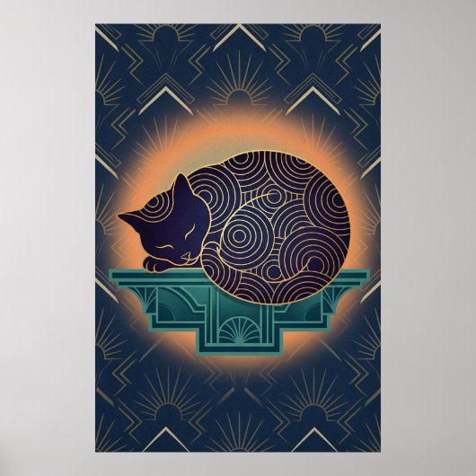 Art Deco Cat Fish Trophy Wall Art Poster (Vorne)
