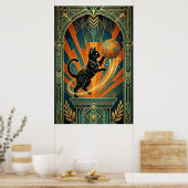 Art Deco Cat Fish Trophy Wall Art Poster (Küche)