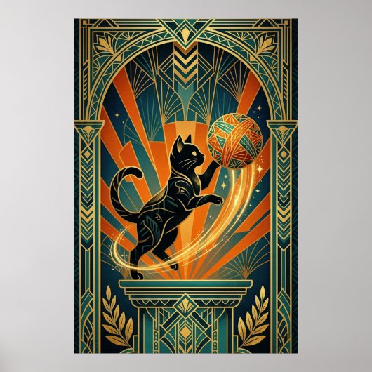 Art Deco Cat Fish Trophy Wall Art Poster (Vorne)