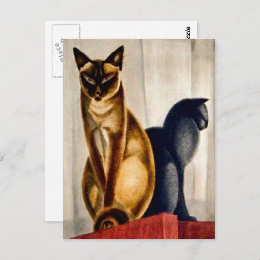 Art Deco Cats Postkarte (Vorne/Hinten)