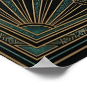 Art Deco Celestial Astrolabe Poster | Gold Teal (Ecke)