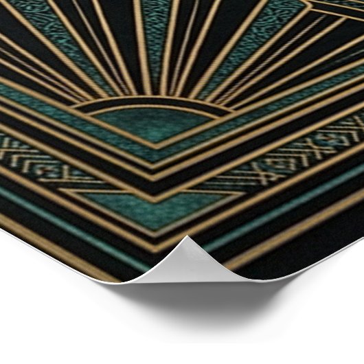 Art Deco Celestial Astrolabe Poster | Gold Teal (Ecke)