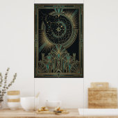 Art Deco Celestial Astrolabe Poster | Gold Teal (Küche)