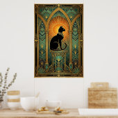 Art Deco Celestial Solstice Cat Wall Art Poster (Küche)
