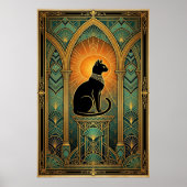 Art Deco Celestial Solstice Cat Wall Art Poster (Vorne)