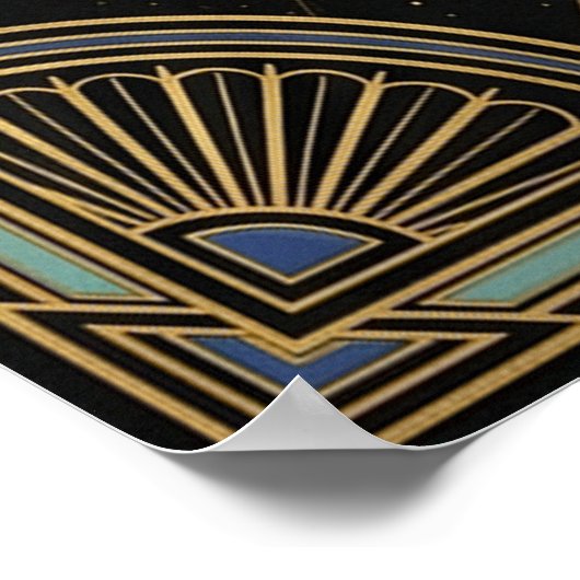 Art Deco Celestial Star Chart Poster | Gold Teal  (Ecke)