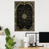 Art Deco Celestial Star Chart Poster | Gold Teal  (Heimbüro)