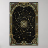 Art Deco Celestial Star Chart Poster | Gold Teal  (Vorne)