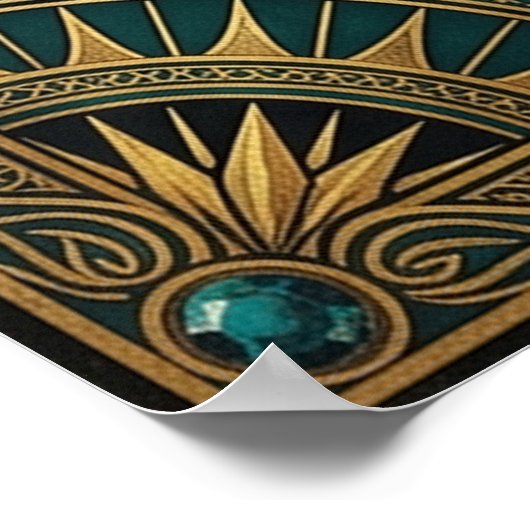 Art Deco Celestial Star Map Poster | Gold Teal (Ecke)