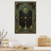 Art Deco Celestial Star Map Poster | Gold Teal (Küche)
