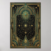 Art Deco Celestial Star Map Poster | Gold Teal (Vorne)